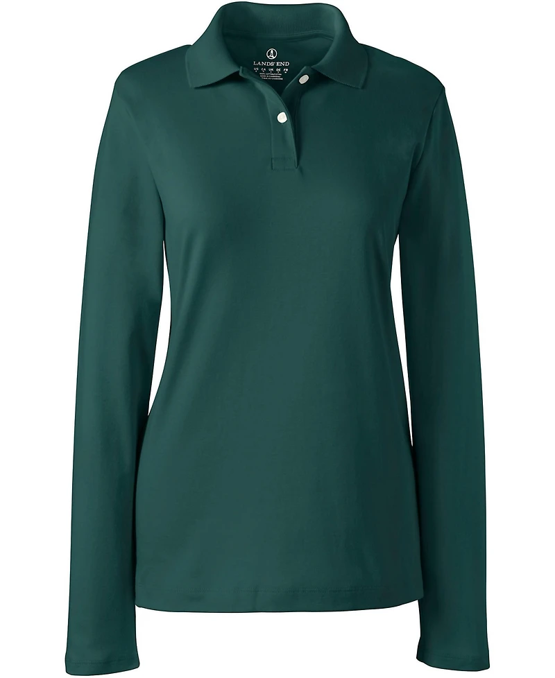 Lands' End Women's Long Sleeve Feminine Fit Interlock Polo Shirt