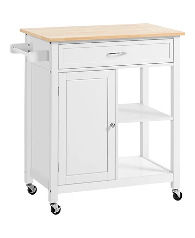 Homcom Wooden Kitchen Serving Storage Cart Serving Cabinet with Shelves