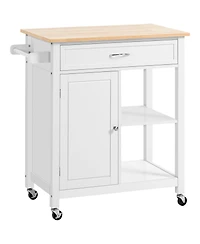 Homcom Wooden Kitchen Serving Storage Cart Serving Cabinet with Shelves