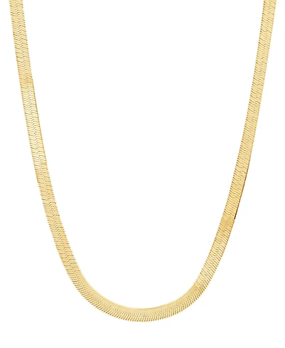 Polished & Beveled Herringbone Link 22" Chain Necklace in 18k Gold-Plated Sterling Silver & Sterling Silver