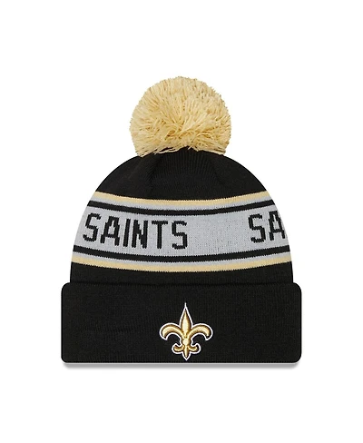 Men's New Era Black New Orleans Saints Repeat Cuffed Knit Hat with Pom