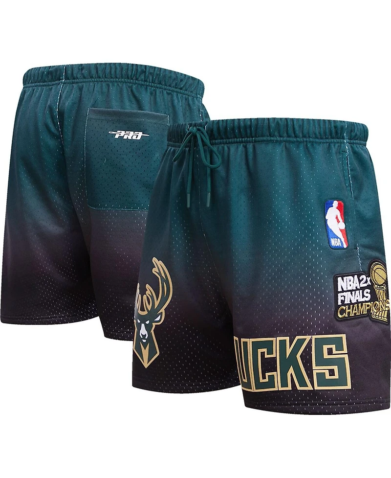 Men's Pro Standard Purple, Hunter Green Milwaukee Bucks Ombre Mesh Shorts