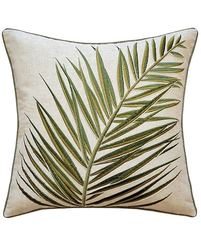 Nybg Tri-Color Embroidered Fern Decorative Pillow, 18" x 18"