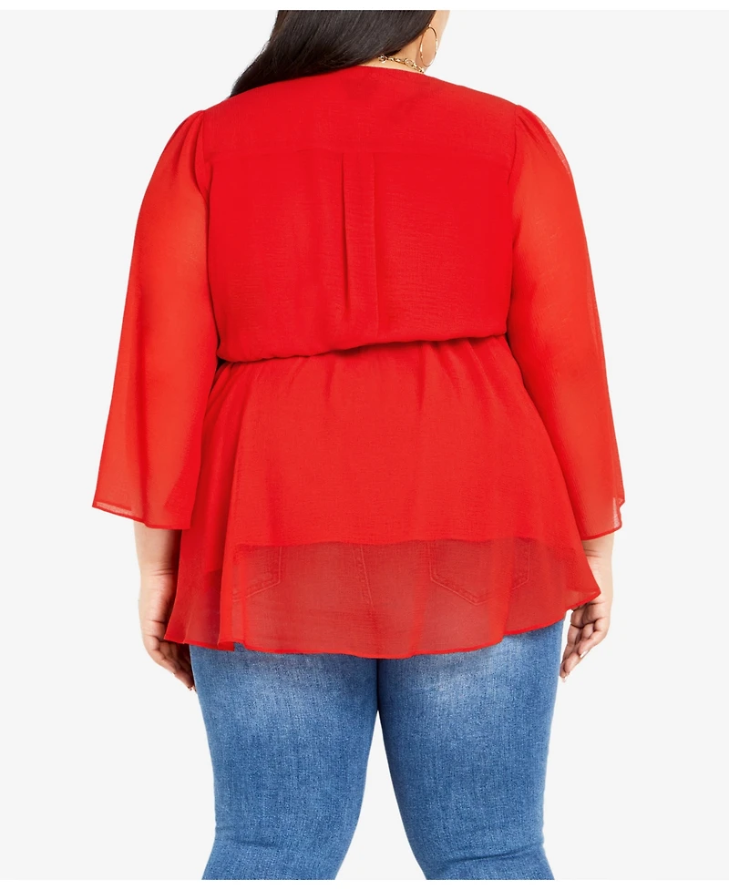 Plus Arya Wrap Tie Waist Top