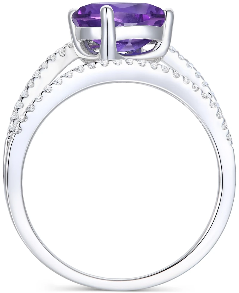 Amethyst (1-3/4 ct. t.w.) & Lab-Grown White Sapphire (3/8 Openwork Statement Ring Sterling Silver (Also Blue Topaz)
