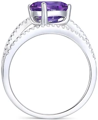 Amethyst (1-3/4 ct. t.w.) & Lab-Grown White Sapphire (3/8 Openwork Statement Ring Sterling Silver (Also Blue Topaz)