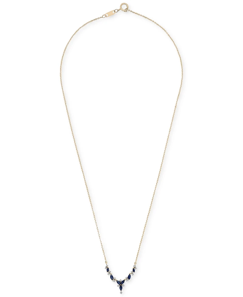 Sapphire (1-1/4 ct. t.w.) & Diamond (1/5 ct. t.w.) Cluster 17" Statement Necklace in 14K Gold