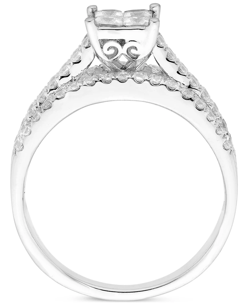 Diamond Quad Ring (1 ct. t.w.) in 14k White Gold