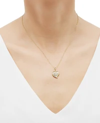 Textured Puff 17" Heart Pendant Necklace in 10k Gold