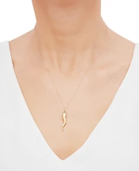 Italian Gold Polished Cornicello Horn 18" Necklace in 10k Gold