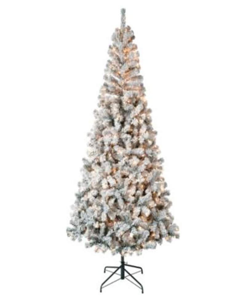 National Tree Company First Traditions Acacia Flocked Tree With Clear Lights