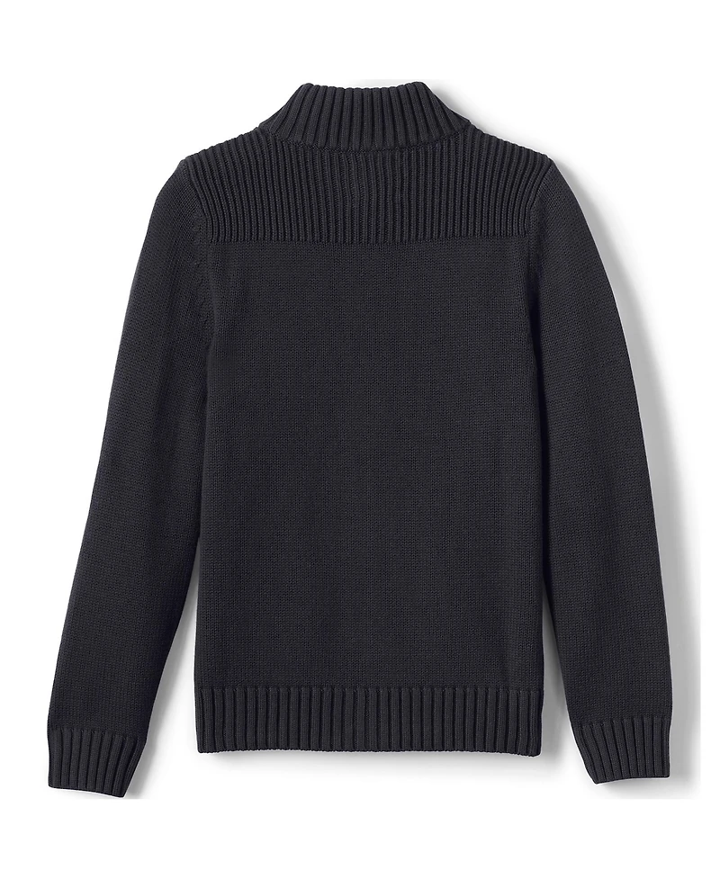 Lands' End Boys School Uniform Cotton Modal Zip Front Cardigan Sweater