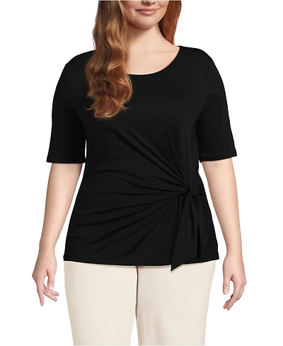 Lands' End Women's Plus Lightweight Jersey Tie Front Top