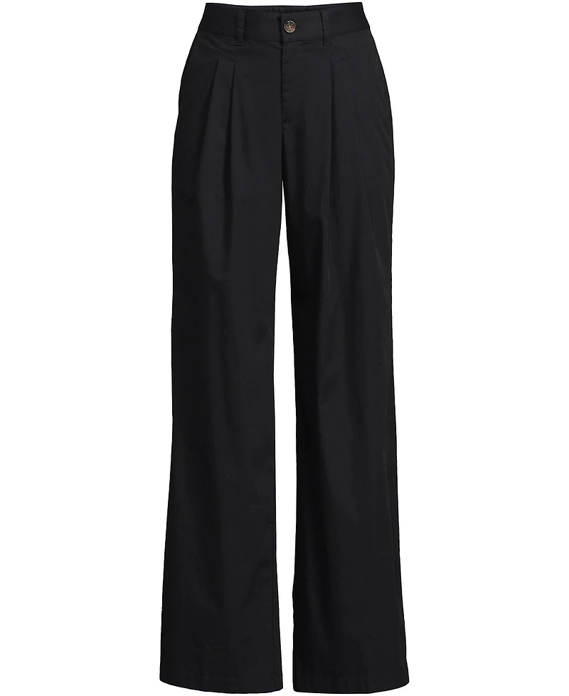 Lands' End Women's High Rise Crisp Poplin Chino Wide Leg Pants