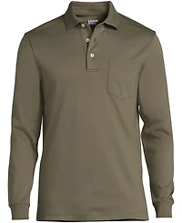 Lands' End Men's Long Sleeve Cotton Supima Polo Shirt with Pocket