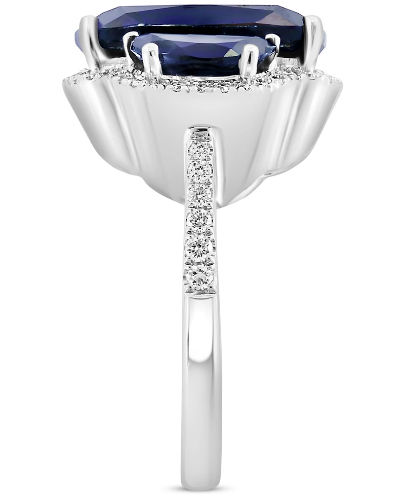 Effy Lab Grown Sapphire (10-3/8 ct. t.w.) & Diamond (1/3 Halo Statement Ring 14k Gold (Also Ruby Emera