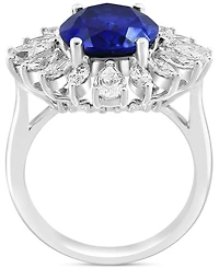 Effy Lab Grown Sapphire (4-1/2 ct. t.w.) & Lab Grown Diamond (1-5/8 ct. t.w.) Halo Ring in 14k White Gold