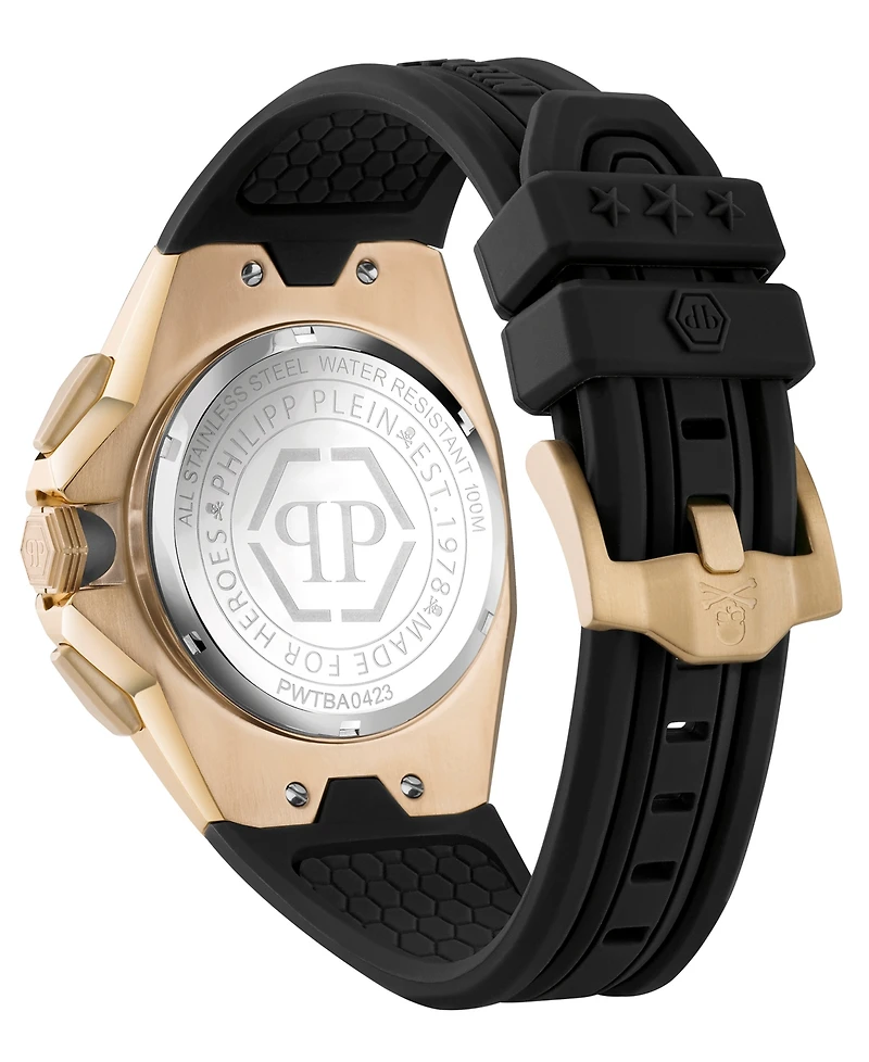 Philipp Plein Men's Chronograph Octagon Black Silicone Strap Watch 44mm