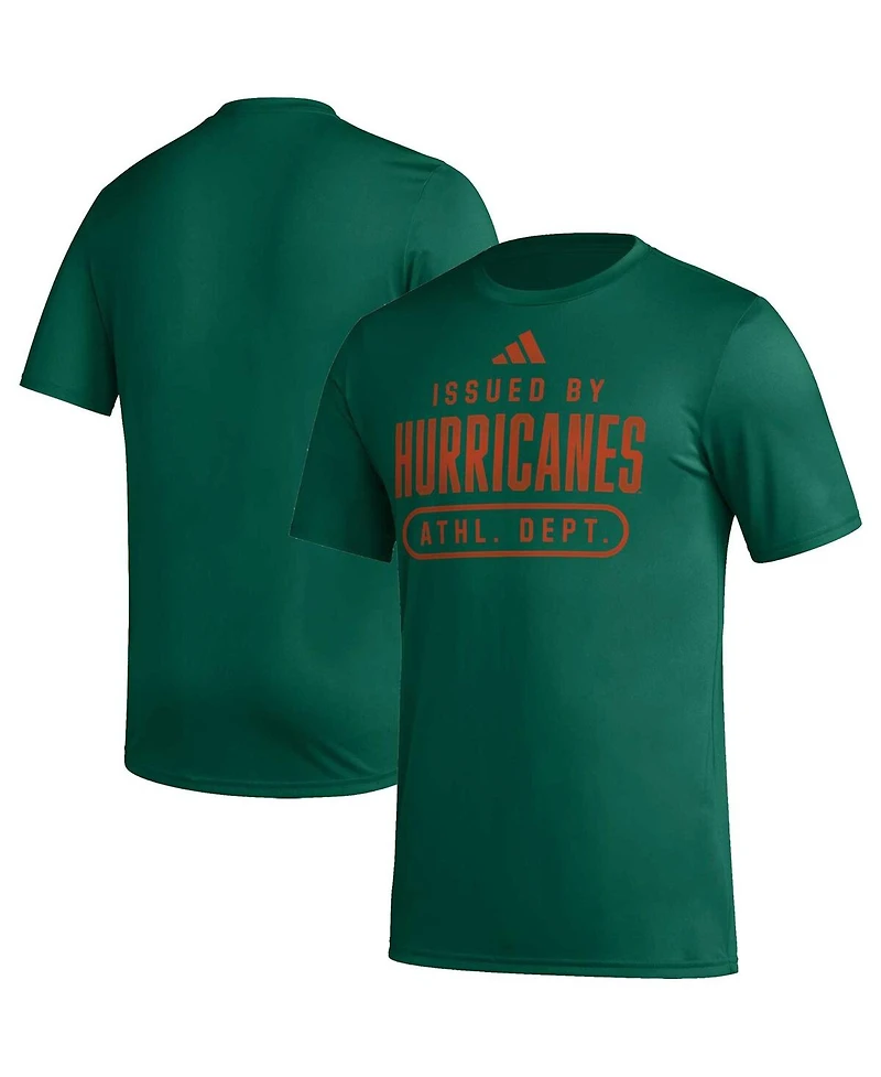 Men's adidas Green Miami Hurricanes Sideline Aeroready Pregame T-shirt