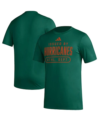 Men's adidas Green Miami Hurricanes Sideline Aeroready Pregame T-shirt