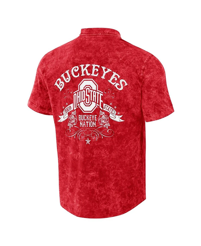 Men's Darius Rucker Collection by Fanatics Scarlet Ohio State Buckeyes Team Color Button-Up Shirt