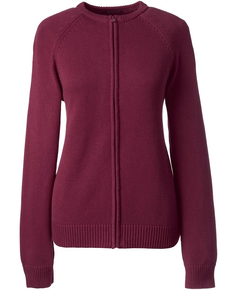 Lands' End Women's Cotton Modal Zip-front Cardigan Sweater