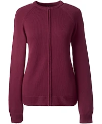 Lands' End Women's Cotton Modal Zip-front Cardigan Sweater