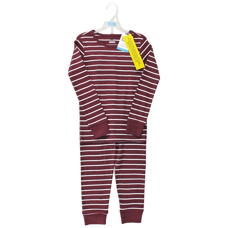 Hudson Baby Big Boys Cotton Pajama Set, White Black Stripe