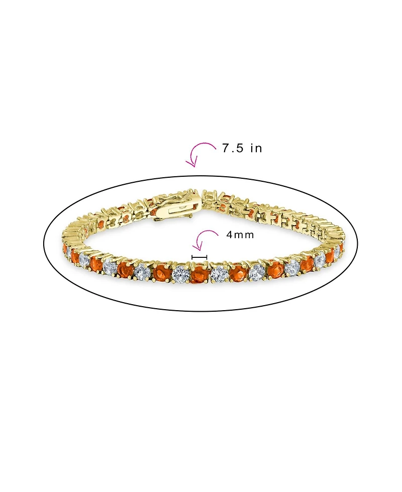Bling Jewelry Alternating Stones Round Cubic Zirconia 12.00 Ct 4 Prong Basket Set Solitaire Cz Tennis Bracelet Prom Gold Plated 7.5 Inch