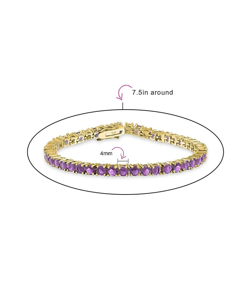 Bling Jewelry Classic 12CTW Prong Basket Set Round Cubic Zirconia Solitaire Cz Tennis Bracelet Gold Plated 7.5 Inch