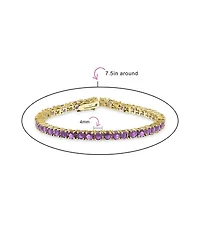 Bling Jewelry Classic 12CTW Prong Basket Set Round Cubic Zirconia Solitaire Cz Tennis Bracelet Gold Plated 7.5 Inch