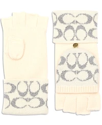 Coach Women's Metallic Pop Top Logo Gloves