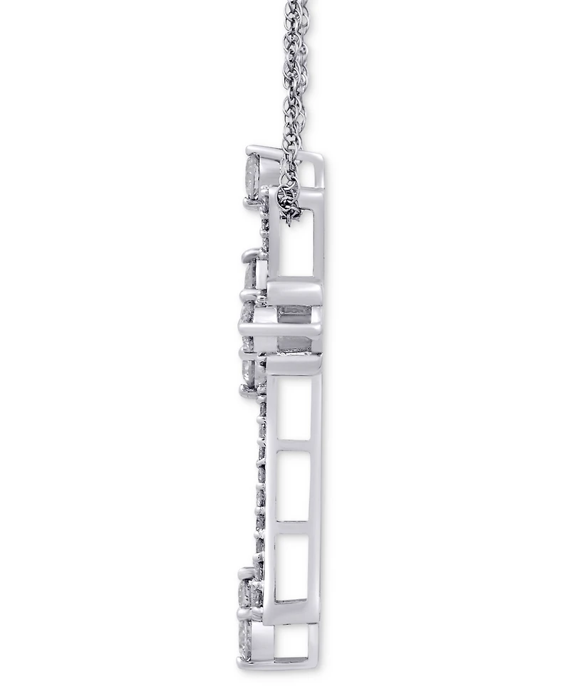 Diamond Cross 16" Pendant Necklace (1 ct. t.w.) in 10k White Gold