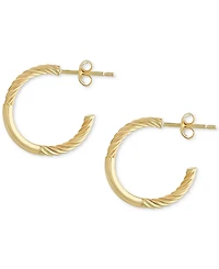 Polished Bar & Cable Small Hoop Earrings in 10k Gold, 5/8"