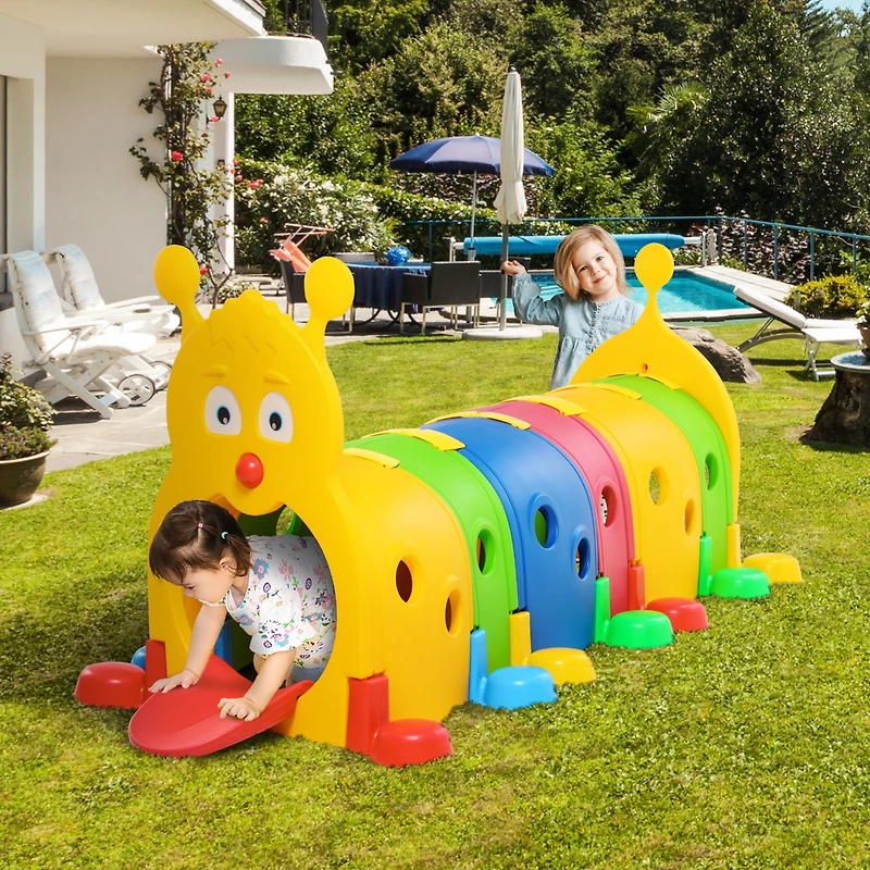 Qaba Toddler Caterpillar Tunnel Climb-n-Crawl Play, 106.75" x 39.75" x 41.25"