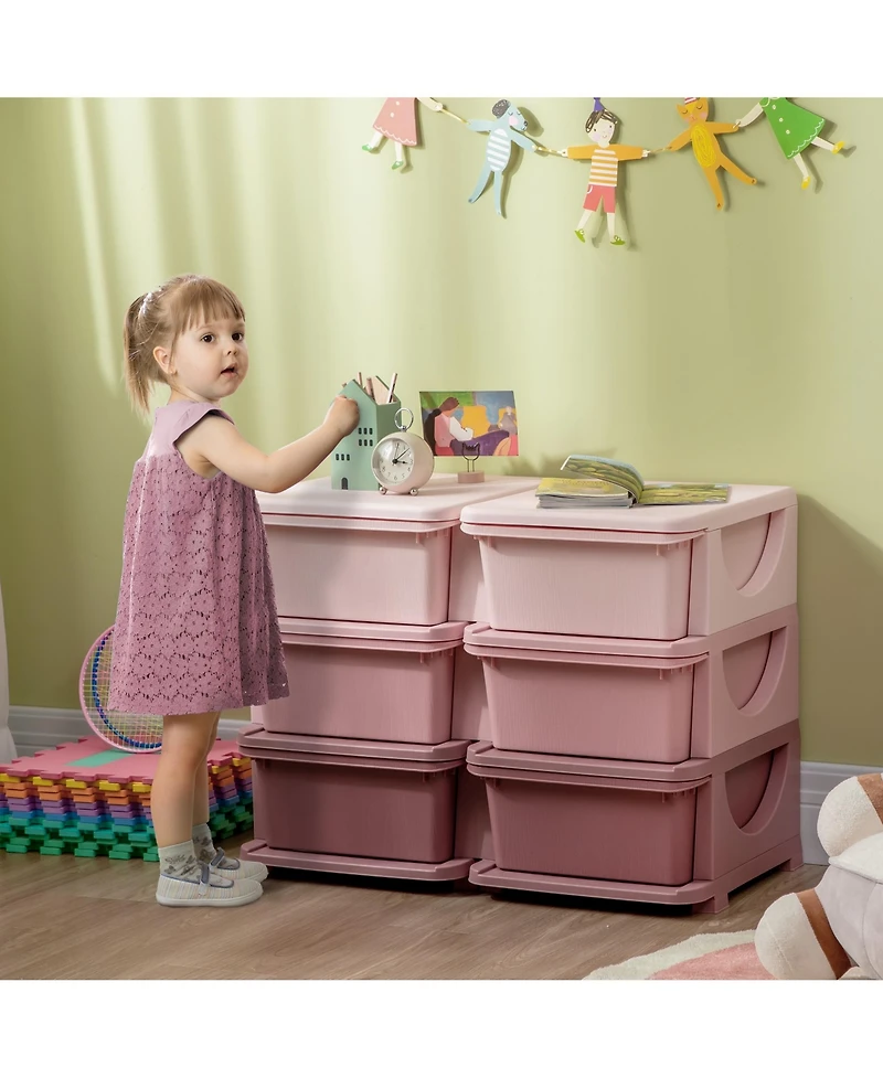 Qaba 29.5" 3 Tier Kids Storage Unit Dresser Tower,