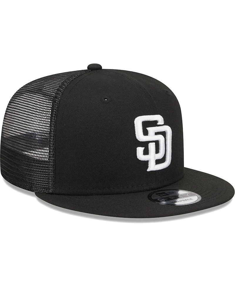 Men's New Era Black San Diego Padres Trucker 9FIFTY Snapback Hat