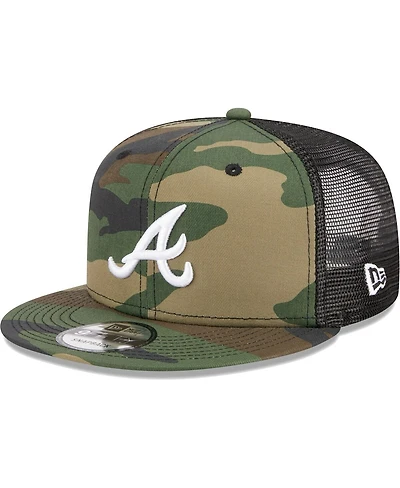 Men's New Era Camo Atlanta Braves Woodland Camo Trucker 9FIFTY Snapback Hat