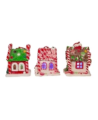 Kurt Adler 3.5" Battery-Operated Gingerbread Led Candy House, 3 Piece Set