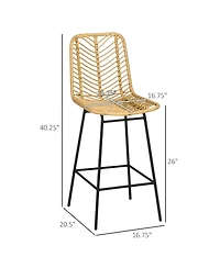 Homcom Modern Rat Bar Stools Set of for Kitchen Seating