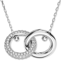 Swarovski Pave Interlocking Loop Pendant Necklace, 15" + 2-3/4" extender