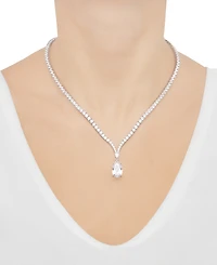 Arabella Cubic Zirconia Pear & Round 18" Fancy Pendant Necklace in Sterling Silver