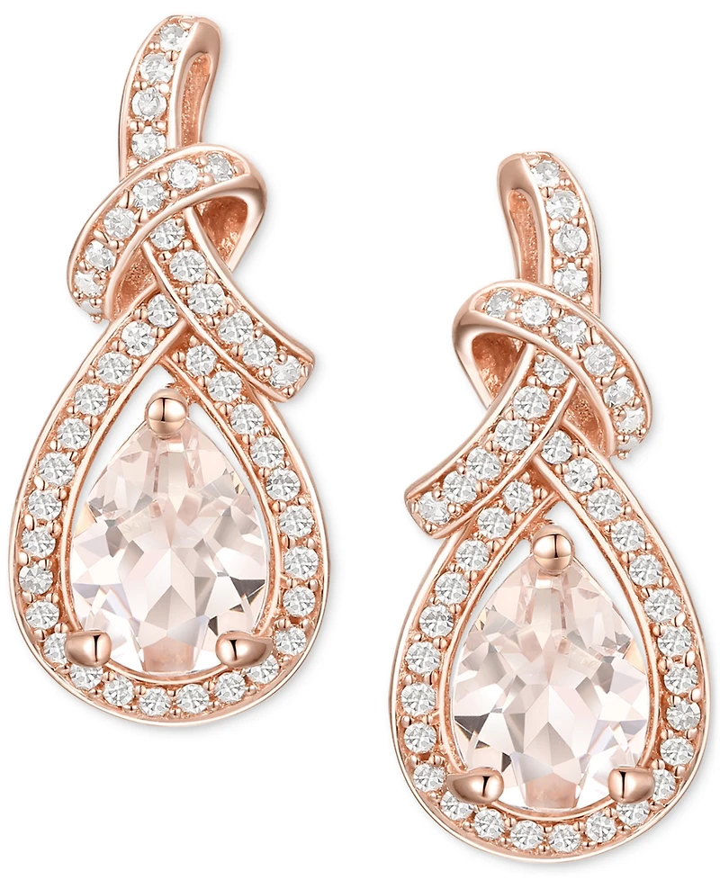 Amethyst (1-1/4 ct. t.w.) & Lab-Grown White Sapphire (1/3 ct. t.w.) Swirl Drop Earrings in 14k Gold-Plated Sterling Silver (Also in Additional Gemston