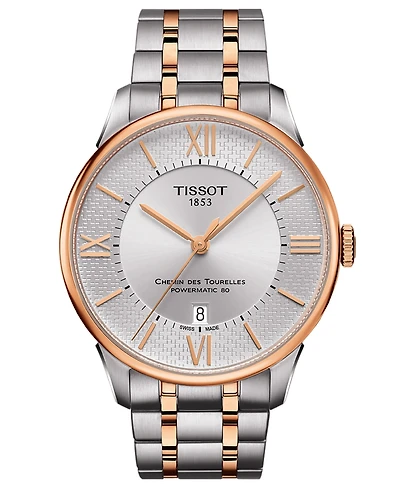 Tissot Men's Swiss Automatic Chemin des Tourelles Powermatic 80 Helvetic Pride Two-Tone Stainless Steel Bracelet Watch 42mm