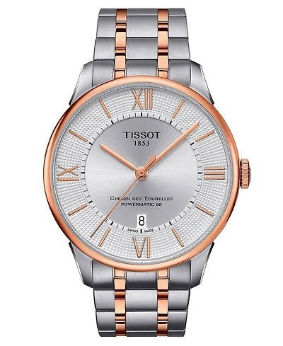 Tissot Men's Swiss Automatic Chemin des Tourelles Powermatic 80 Two-Tone Stainless Steel Bracelet Watch 42mm