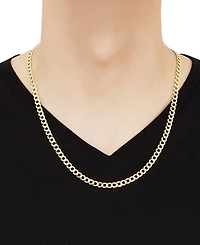 Concave Curb Link 22" Chain Necklace in 14k Gold-Plated Sterling Silver