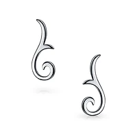 Bling Jewelry Minimalist Geometric Tribal Scroll Ear Pin Crawlers Climbers Earrings Rose Gold Plated Sterling Silver