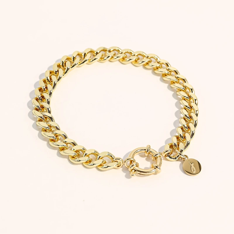 Joey Baby 18K Gold Plated Chunky Cuban Chain - Lisa Bracelet 7" For Women