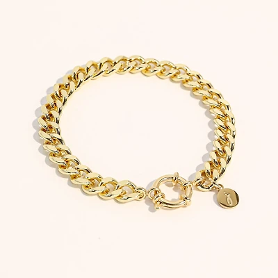 Joey Baby 18K Gold Plated Chunky Cuban Chain - Lisa Bracelet 7" For Women