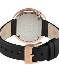 Gevril Women's Gandria Black Leather Watch 36mm